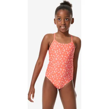 Dámské plavky DECATHLON Dívčí jednodílné plavky Lila 7 LET ORANŽOVÁ