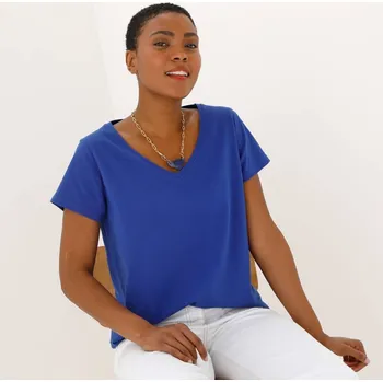 Dámské tričko Tričko s výstřihem do V tmavě modrá 52