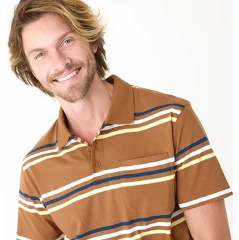 Dámská móda Pruhované polo tričko s krátkými rukávy měděná 107/116