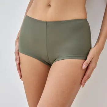Pánská móda Plavkové jednobarevné boxerky Solaro s efektem plochého břicha khaki 42