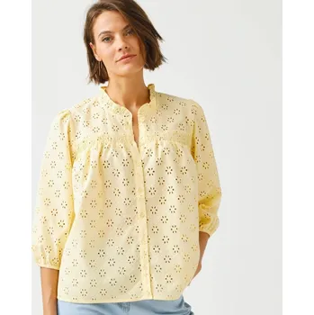 Dámská móda Madeirová halenka s 3/4 rukávy žlutá 38