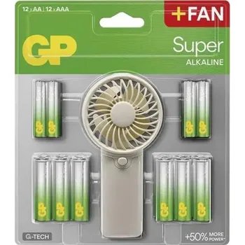 Článková baterie Baterie AA / AAA alkalická GP Super 24ks plus ruční ventilátor