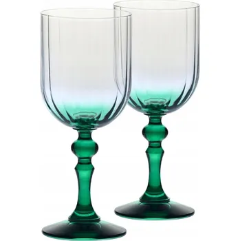 Sklenice Stínované skleničky KROSNO na víno BUBBLE s tmavě zelenou nožkou 300 ml