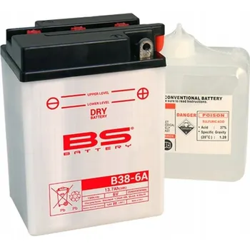 Motobaterie BS AKUMULÁTOR B38-6A 6V 13AH 119X83X161 ÚDRŽBOVÝ - ELEKTROLYT ZVLÁŠŤ (4) U