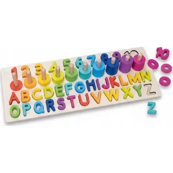 Dřevěná hračka UKŁADANKA PUZZLE MONTESSORI LITERKI CYFERKI DŘEVĚNÁ HRAČKA