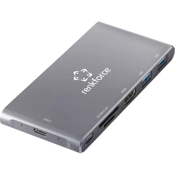 Renkforce RF-4599772 USB-C® dokovací stanice Vhodné pro značky (dokovací stanice pro notebook): univerzální Rozšiřující patice M.2 SSD, integrovaná čtečka
