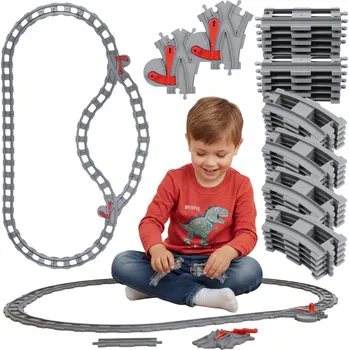 ostatní stavebnice DRÁHA pro kostky, SADA 32 ks, stavebnice STAVEBNICE, dárek, kolejnice, výhybka
