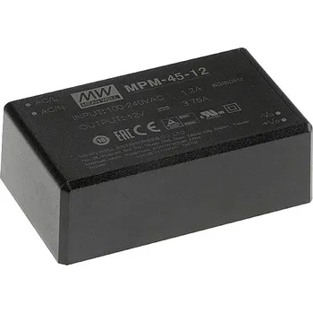 Měnič napětí MEAN WELL MPM-45-15 AC/DC zdroj do DPS 15 V/DC 45 W