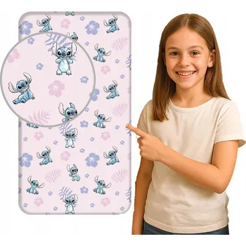 Prostěradlo Prześcieradło z gumką 90x200 Lilo i Stitch růžové bavlněné dětské