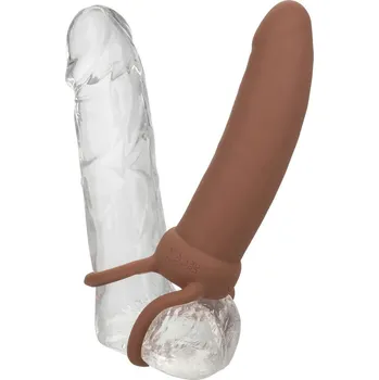 Vibrátor Performance Maxx hladké vibrační dildo a erekční kroužek hnědé