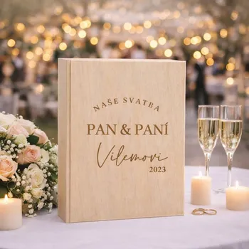 Svatební dekorace Dřevěná kniha s vlastním textem PAN A PANÍ
