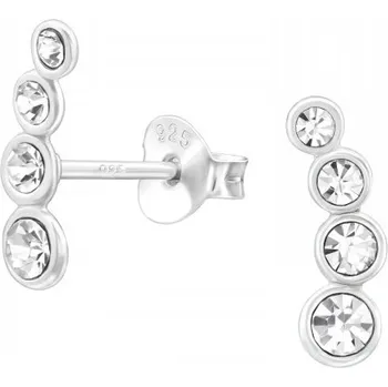 Náušnice Stříbrné podélné náušnice Geometric s Krystaly Ag 925/1000
