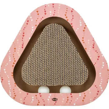 TRIXIE Srdíčkové kartonové škrabadlo ve tvaru trianglu - různé barvy Barva: lososová + kapsička masový koktejl ZDARMA