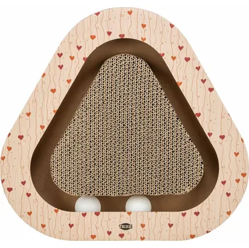 TRIXIE Srdíčkové kartonové škrabadlo ve tvaru trianglu - různé barvy Barva: meruňková + kapsička masový koktejl ZDARMA