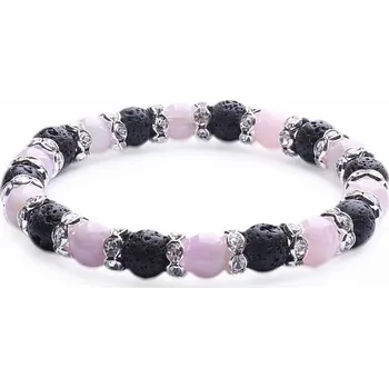 Náramek Kunzit a láva třpytivý náramek z korálků obvod cca 16 až 22 cm