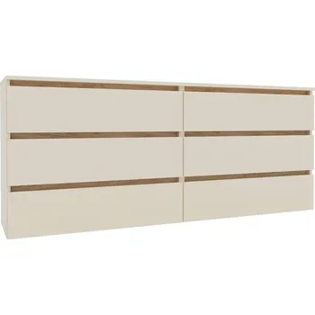 Komoda IDEA šuplíková komoda 1800, Satin / Gold Kraft oak