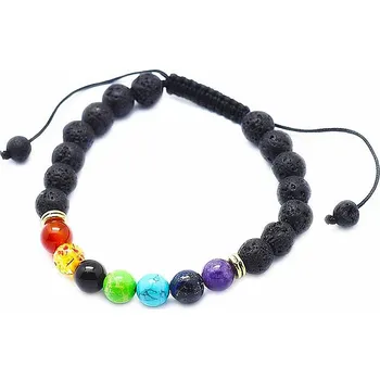 Náramek Čakrový náramek z lávového kamene se Shamballa zapínáním obvod cca 16 až 25 cm