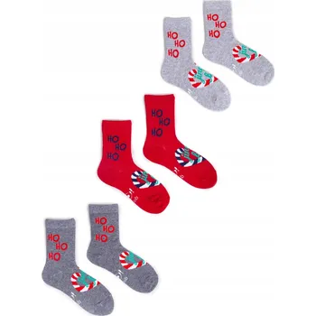 Dámské ponožky Yo! Club Vánoční Ponožky Šedé Proužky Bavlna 20-22
