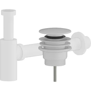 Sifon CERANO - Sifon umyvadlový - plast - DN40/300 mm - s výpustí click-clack - univerzální - plast - bílá matná