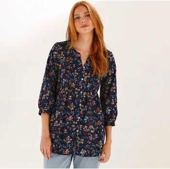 Tunika se sámky a potiskem květin nám.modrá 50