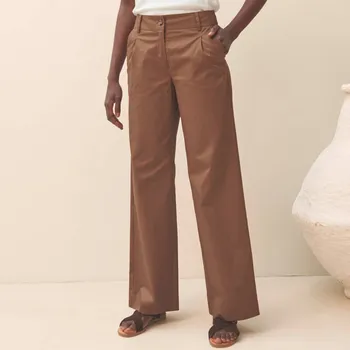 Dámská móda Široké kalhoty se sklady vpředu karamelová 36