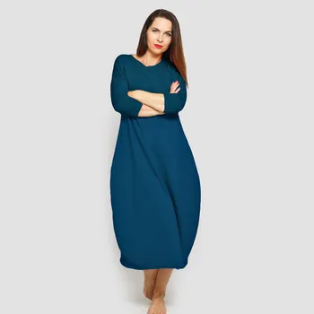 Dámské šaty Dlouhé petrolejové šaty s kapsami Velikost: M