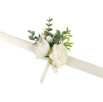 Náramek Náramek s květy pro družičky s uvazovací stuhou Balení: 1 ks, Varianta: 1 krémová světlá - 8596475727211