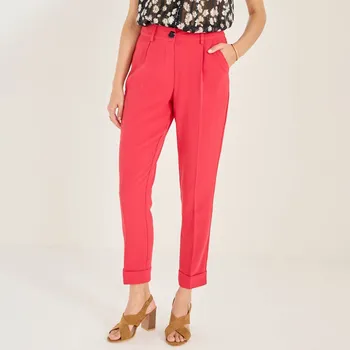 Dámské kalhoty Úzké splývavé 7/8 kalhoty červená 36