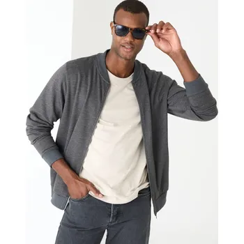 Pánské oblečení Mikina s kulatým výstřihem, na zip antracitový melír 97/106