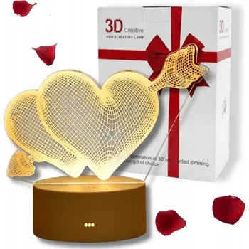 Lampička NOČNÍ LAMPA LED 3D SRDCE USB DÁREK K VALENTÝNU PRO NI DO LOŽNICE