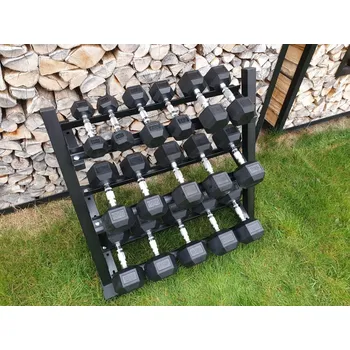 jednoruční činky sada 180kg HEXA + STOJAN