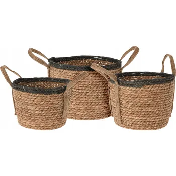 Úložný box Sada 3 ks - Košík Rona z mořské trávy - tři velikosti, přírodní/černý