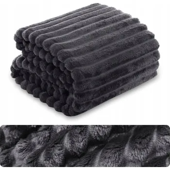 Přehoz na lůžko DEKA přehoz na postel s reliéfními pruhy k přehození na pohovku 200x220 GRAFITOVÁ NUVIO