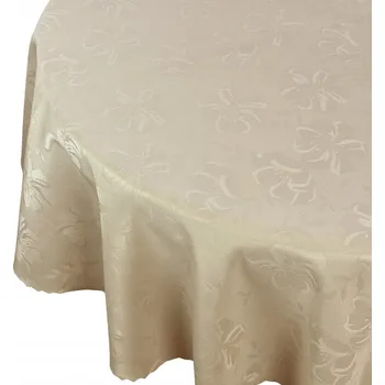 ubrus Ubrus Odolný proti skvrnám Béžový Květiny Kruh prům. 160 cm