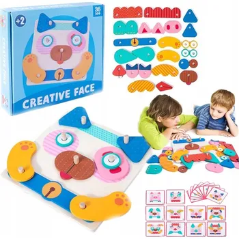 Dřevěná hračka DŘEVĚNÁ MONTESSORI MANIPULAČNÍ SKLÁDAČKA OBLIČEJE