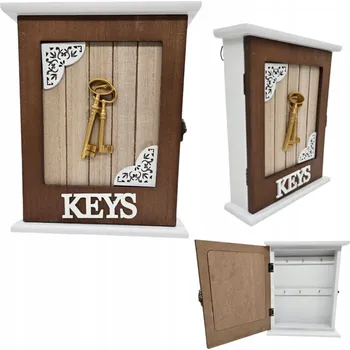 Skříňka na klíč UZAMYKATELNÁ SKŘÍŇKA NA KLÍČE S POLIČKOU A 6 HÁČKY - ZÁVĚSNÁ