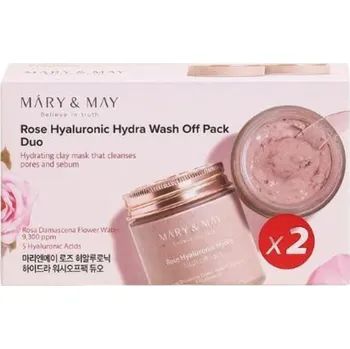 Pleťová maska MARY & MAY Rose Hyaluronic Hydra Wash Off Pack Duo - Sada masek
