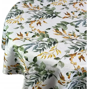 ubrus Ubrus Odolný vůči skvrnám Jarní Mramor Zelené Zlaté Listy Kruh prům. 120 cm