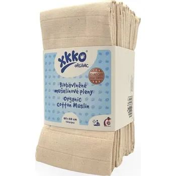 látková plena XKKO Organic Dětské pleny z biobavlny Organic 60 x 60 cm Staré časy 10 ks natural Xkko