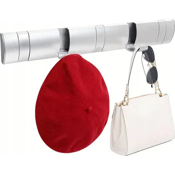 Věšák SKLÁDACÍ VĚŠÁK NA ZEĎ S 5 HÁČKY, HLINÍKOVÝ, 40X6 CM – ŠETŘÍ MÍSTO