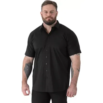 Pánská košile Velká pánská hladká košile s krátkým rukávem odolná proti skvrnám NON IRON Duke D555 Lucas černá (3XL)