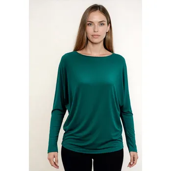 Dámská halenka Bambusový Top Netopýr Tmavě Tyrkysový Dlouhý Rukáv Volný Střih Dámský Velikost: S