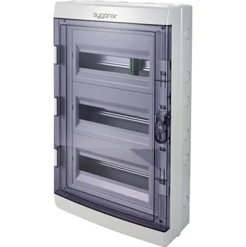 Rozvaděč Sygonix SY-6696062 malý rozváděč na omítku Počet modulů (šířka) = 36 Počet řádků = 3 Obsah 1 ks