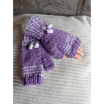 Rukavice Ručně pletené bezprsté rukavice lila