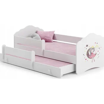 Dětská postel FALA II bílá patrová pro princezny 160x80 s bariérkami a matracemi