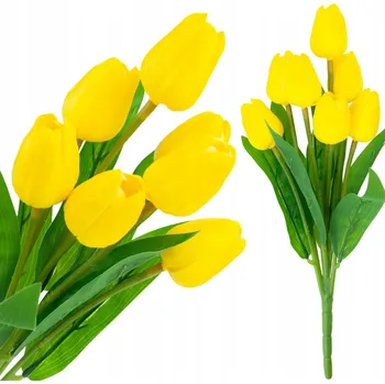 umělá květina TULIPÁN KYTICE pěnových TULIPÁNŮ X7 ŽLUTÉ TULIPÁNY UMĚLÉ V KYTICI