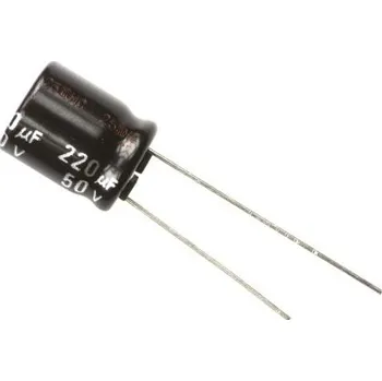 Kondenzátor Kondenzátor 220μF ±20procent 50V dc Průchozí otvor Elektrolytický řada NHG Panasonic