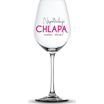 Sklenice Nekupto Vtipná sklenice na víno s potiskem Nepotřebuji chlapa, mám víno! 440 ml