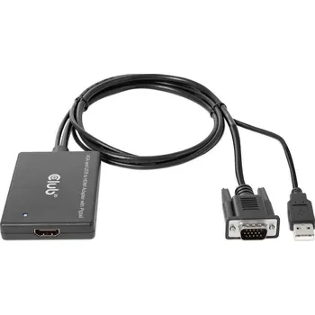 Audio kabel club3D CAC-1720 HDMI / USB / VGA adaptér [2x VGA zástrčka, USB zástrčka (M) - 1x HDMI zásuvka] černá s USB, lze šroubovat, pozlacené kontakty 0.6 m