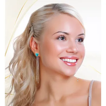 Náušnice Foxette Řetízkové náušnice z chirurgické oceli Srdce - Modrá JF_0406